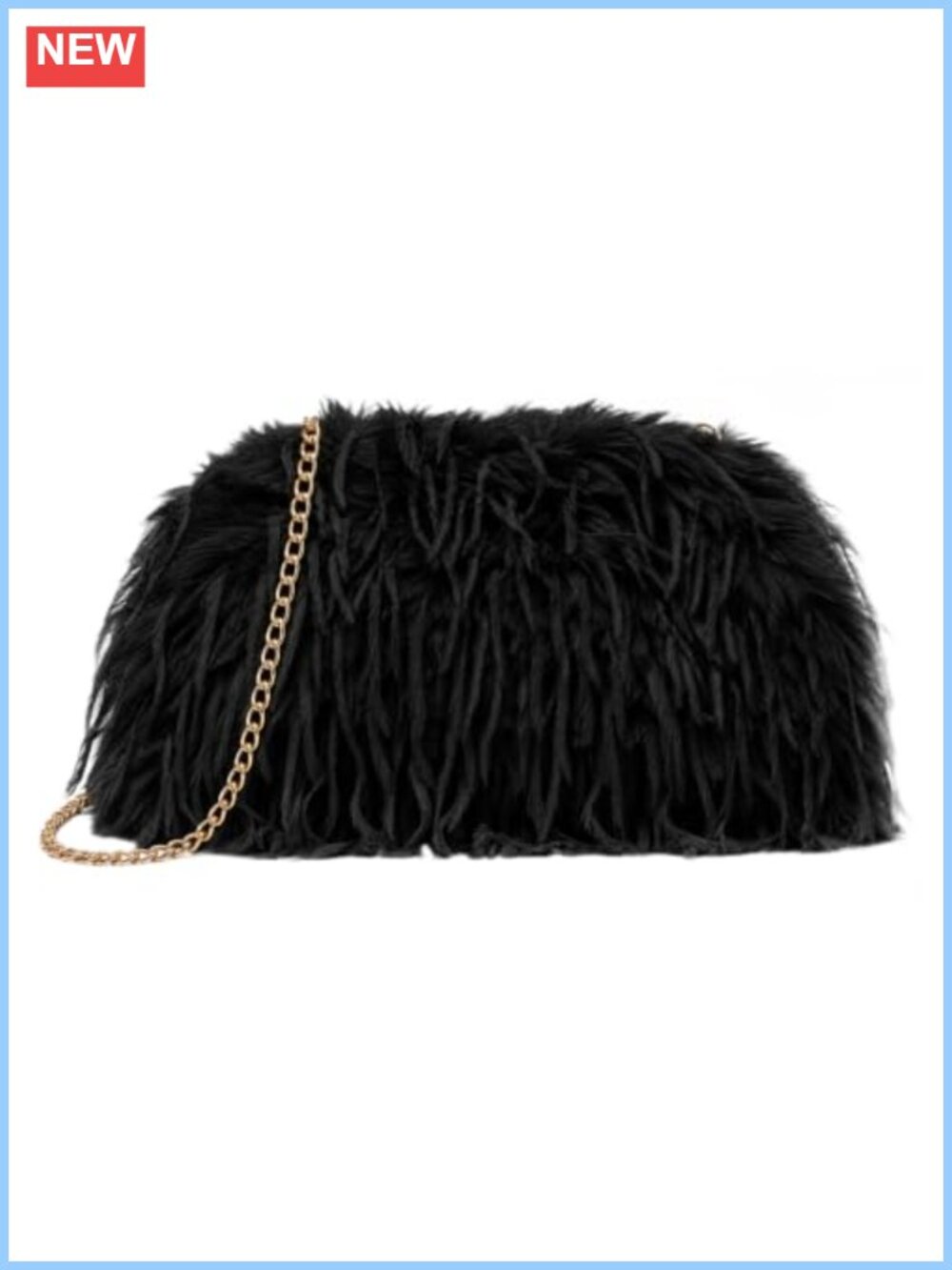Plush Clutch Purse Fluffy Faux Fur Evening Bag Kiss Lock Chain Strap